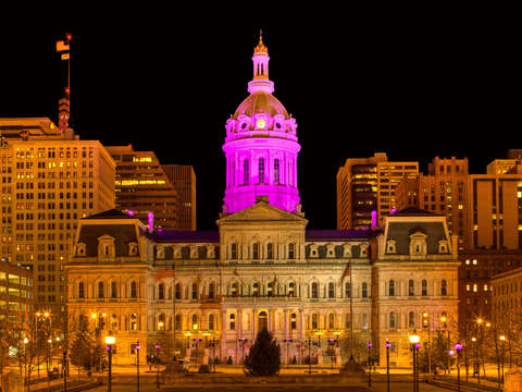 City hall in purple