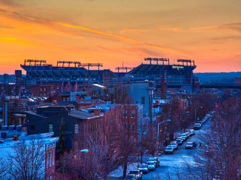 Mandt stadium at sunset