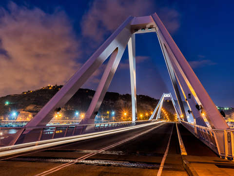 Montjuic and barcelona port bridge