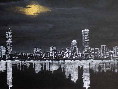 Golden moon over boston