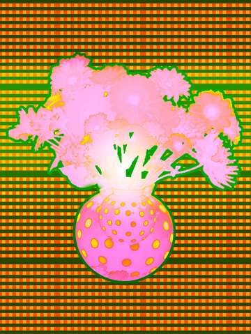 Vase with Flowers Pink/Green
