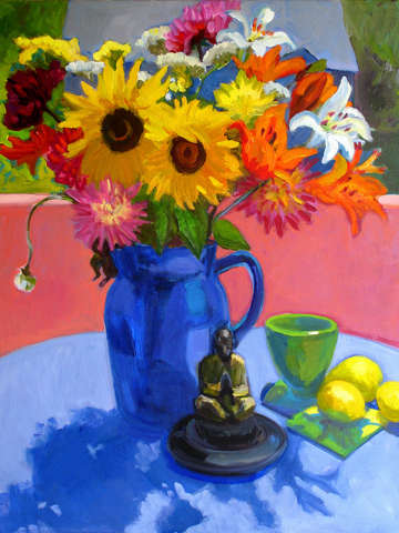 Sunflowers with buddha