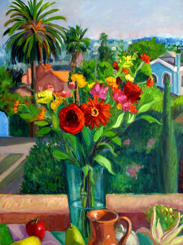 Red bouquet with jug