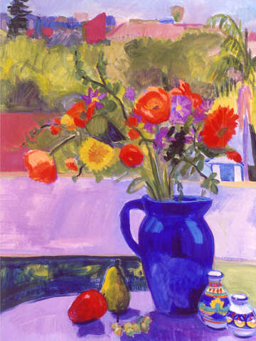 Blue Jug, Orange Flowers