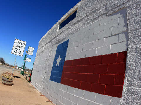 Texas Flag Painted On Building
