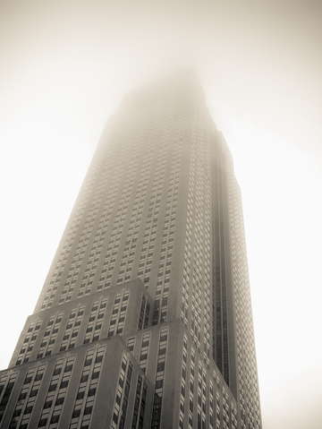 Empire state building in fog