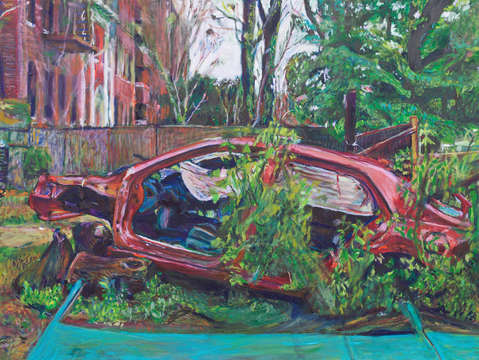 Abandoned red car