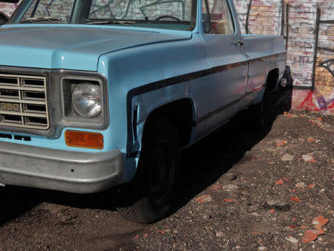 Aqua blue chevy truck