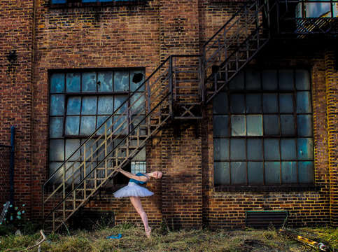 Ballet tutu under fire escape