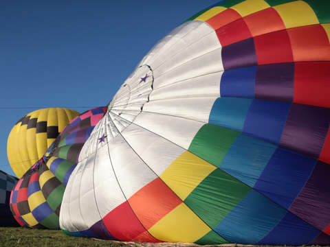 Hot air balloons being inflated
