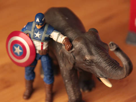 Captain america with an elephant