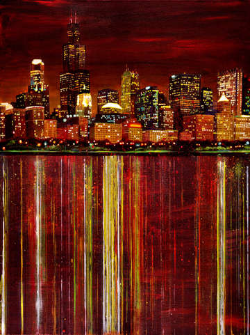 Chicago night skyline 1 of 2