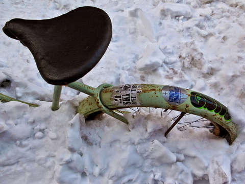 Bike buried in snow in brooklyn