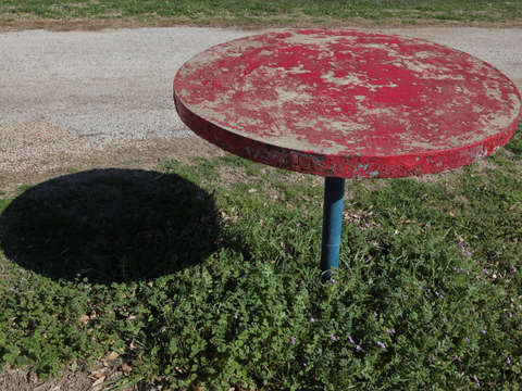 Red table and shadow