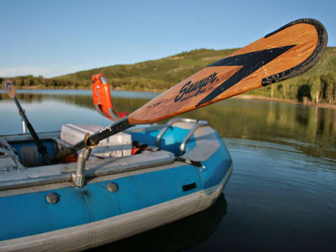Rafting a mountain lake