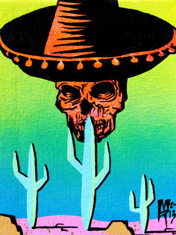 Skull in sombrero 3