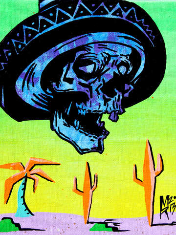 Skull in sombrero 4