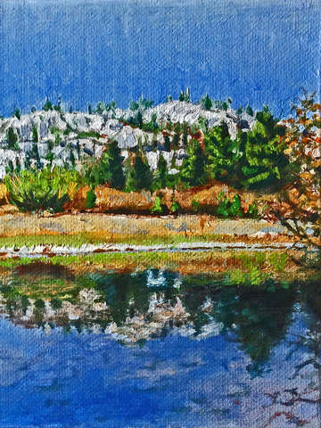 Reflected hillside in mammoth ca
