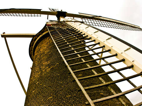 Molen de volk windmill in leiden holland