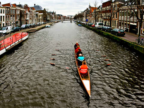 Rowing through leiden holland