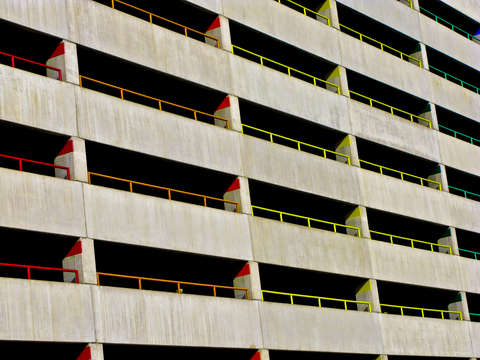 Colorful parking lot rails