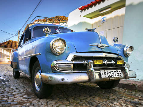 Blue chevy in cuba