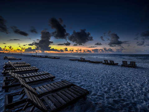 Blue beach bench