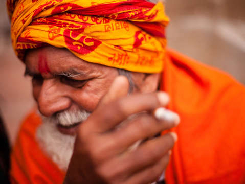 Smoking baba on the ghats