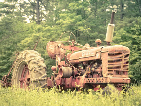 Old farmall tractpr in the field