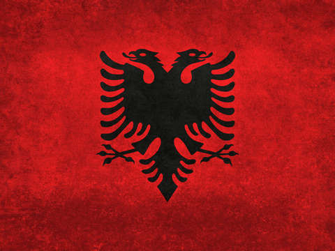 National flag of albania with distressed vintage t