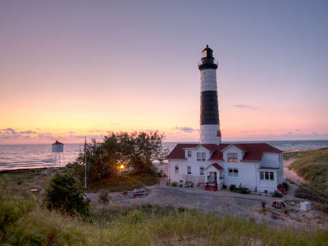Big sable point lighthouse at sunset