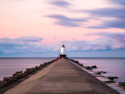Ludington north breakwater light sunrise