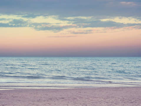 Chicago pastel beach at sunset