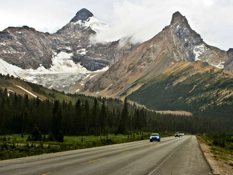 Clouds over athabasca glacier