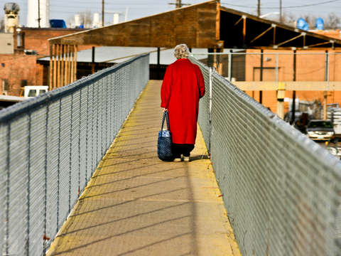 Long red coat