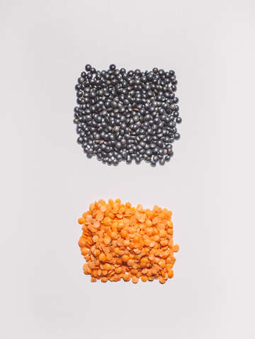 Red and black lentils