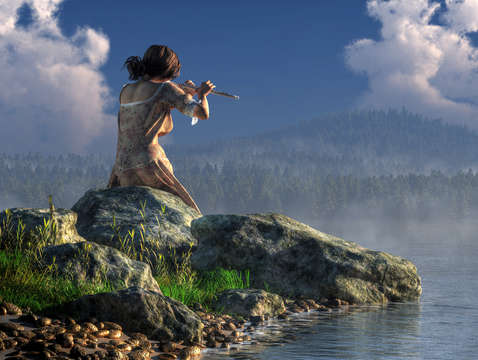 Flutist on the lake