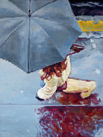 Woman under umbrella in paris rain