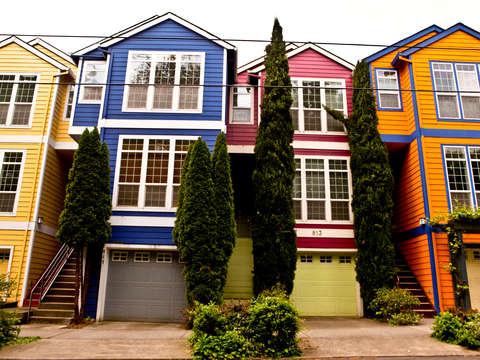Colorful rowhomes in portland