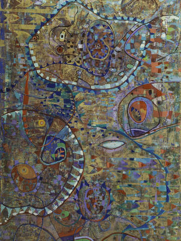 Cells in blue and green