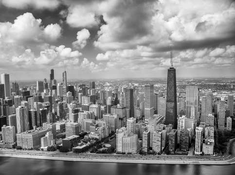 Near north side and gold coast black and white