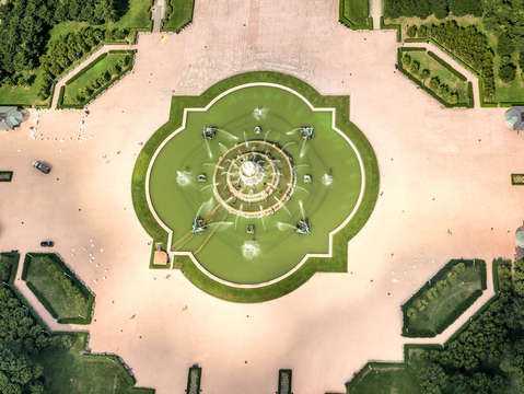 Buckingham fountain aerial