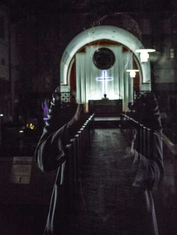 Self portrait in church