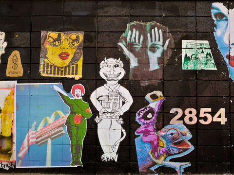 Graffiti covered wall in denver