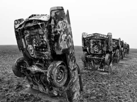 Cadillac ranch bw 2