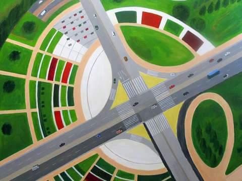 Interchange with garden