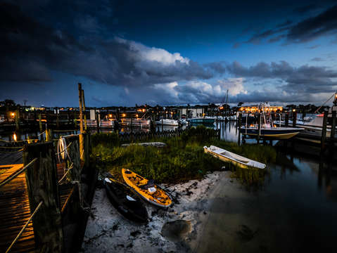 Building clouds over san roc harbor