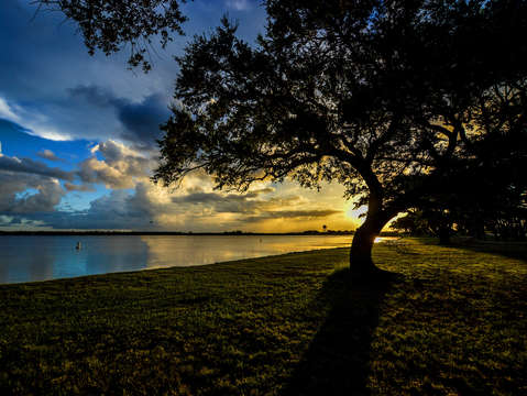 Sunrise and shadows at lake shelby