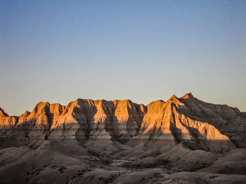 Setting sun at badlands
