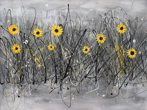 Sunflowers in black white